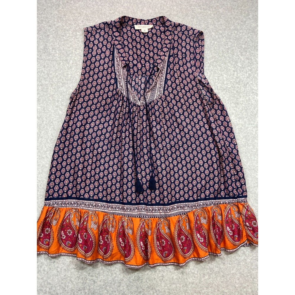 Beach Boho Womens Top Blouse Size‎ Extra Small Purple Flowers Boho Hippie